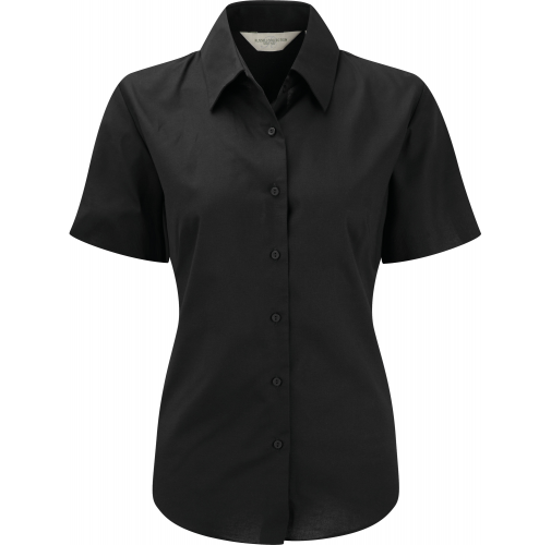 black Camisa Oxford manga corta mujer