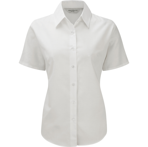 white Camisa Oxford manga corta mujer