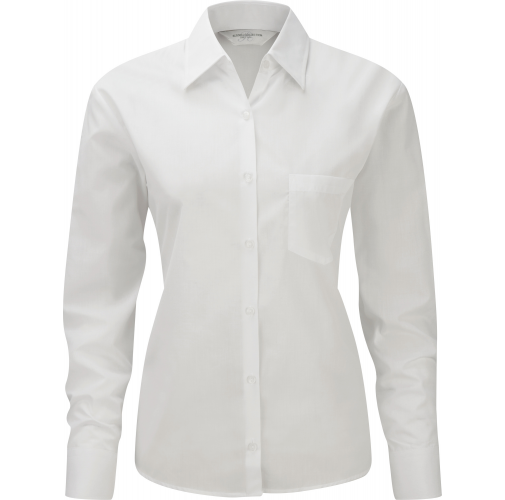 white Camisa Popelina de polialgodón manga larga mujer