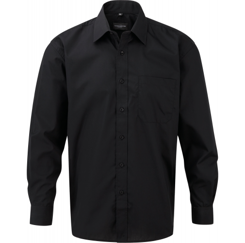 black Camisa Popelina de polialgodón manga larga hombre