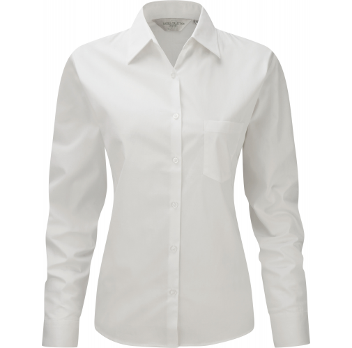 white Camisa Popelina de algodón puro manga larga mujer