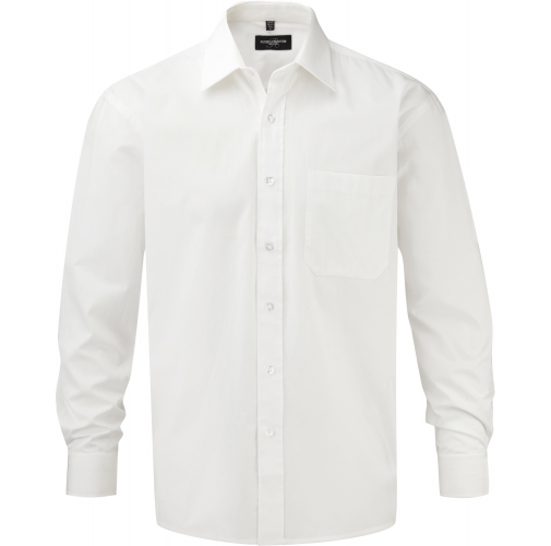 white Camisa Popelina de algodón puro manga larga hombre