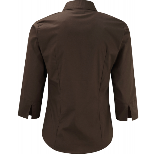 chocolate Camisa entallada mangas 3/4 mujer