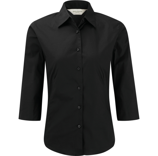 black Camisa entallada mangas 3/4 mujer