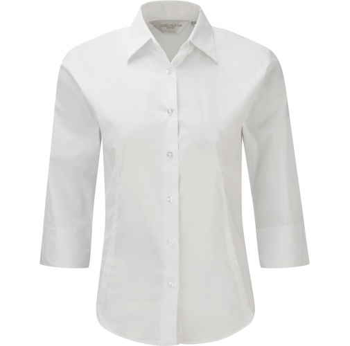 white Camisa entallada mangas 3/4 mujer