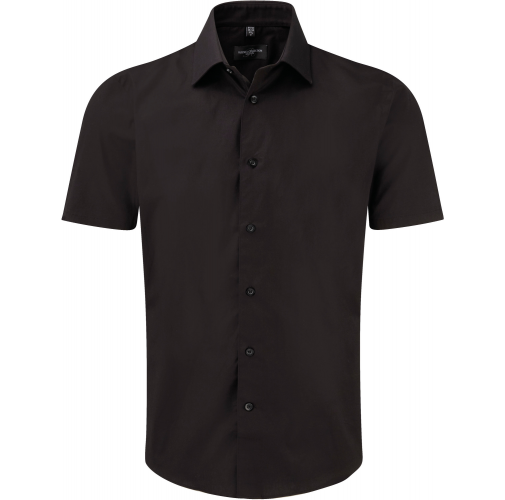 black Camisa ajustada manga corta hombre