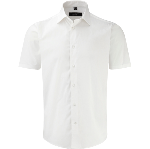 white Camisa ajustada manga corta hombre