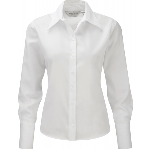 white Camisa Non-Iron manga larga mujer