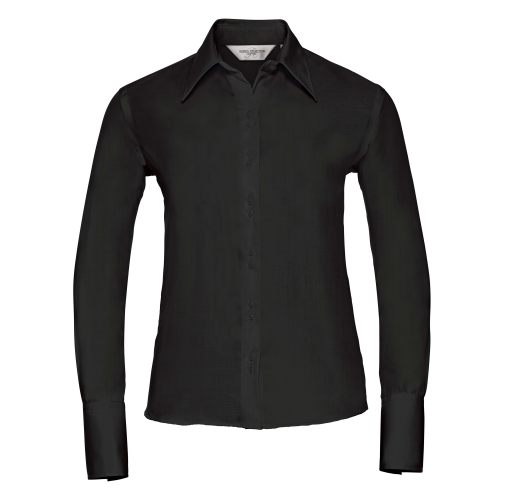 black Camisa Non-Iron manga larga mujer