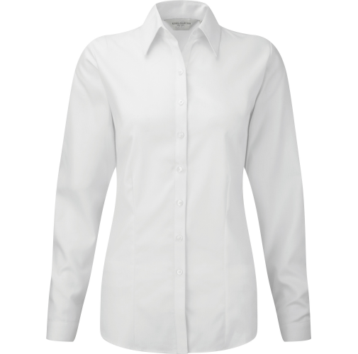 white Camisa Espiga manga larga mujer