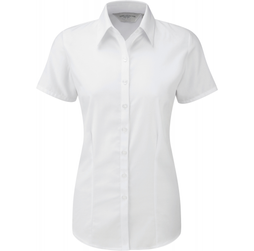 white Camisa Espiga manga corta mujer