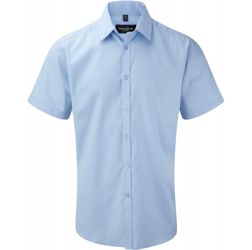 light blue Camisa Espiga manga corta hombre
