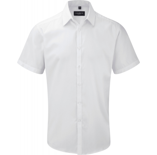 white Camisa Espiga manga corta hombre