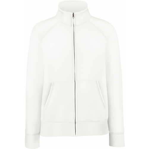 white Chaqueta de felpa Premium con cremallera mujer (62-116-0)