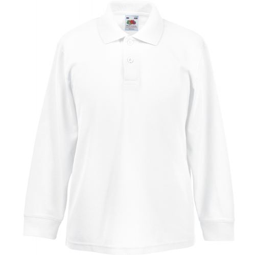 white Polo 65/35 manga larga niños
