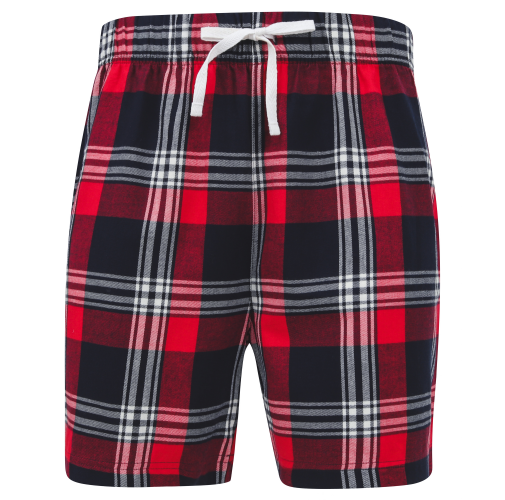 red / navy check Short con motivo de tartán