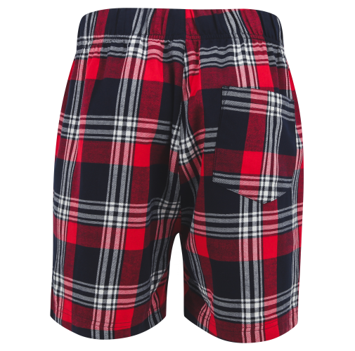 red / navy check Short con motivo de tartán