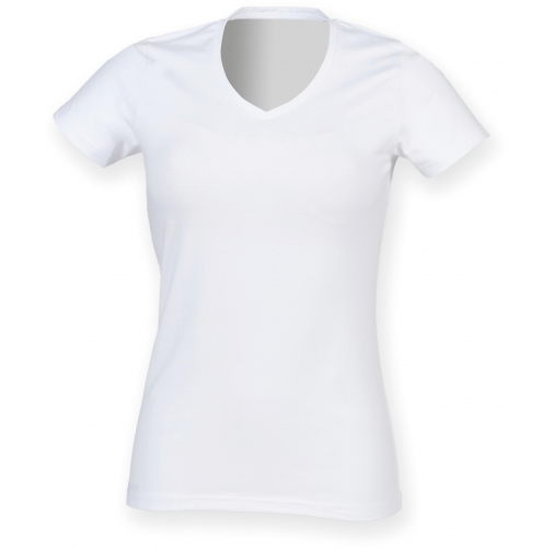 white Camiseta Feel Good cuello de pico mujer