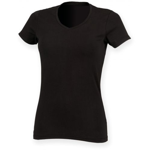 black Camiseta Feel Good cuello de pico mujer