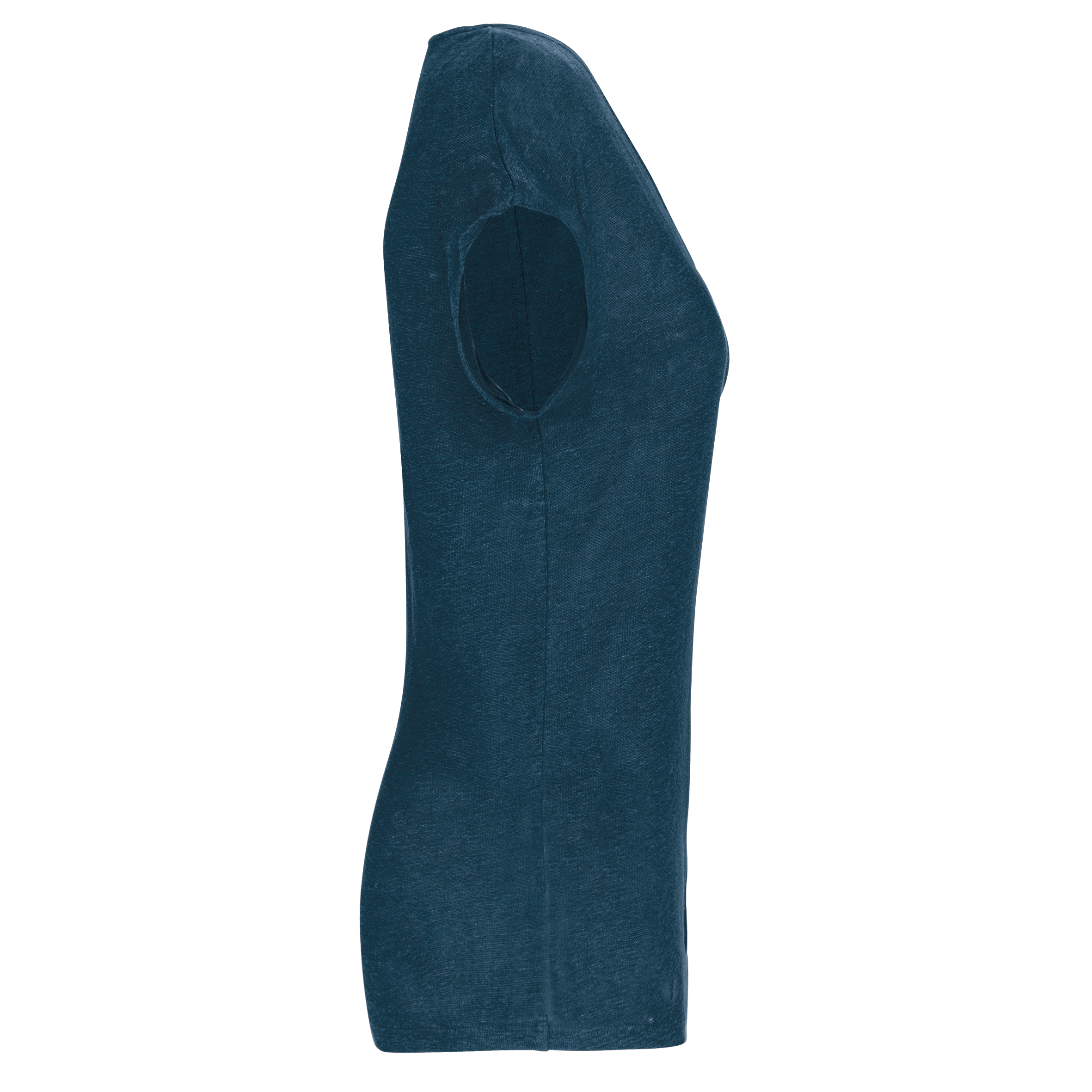 black Camiseta lino cuello redondo mujer