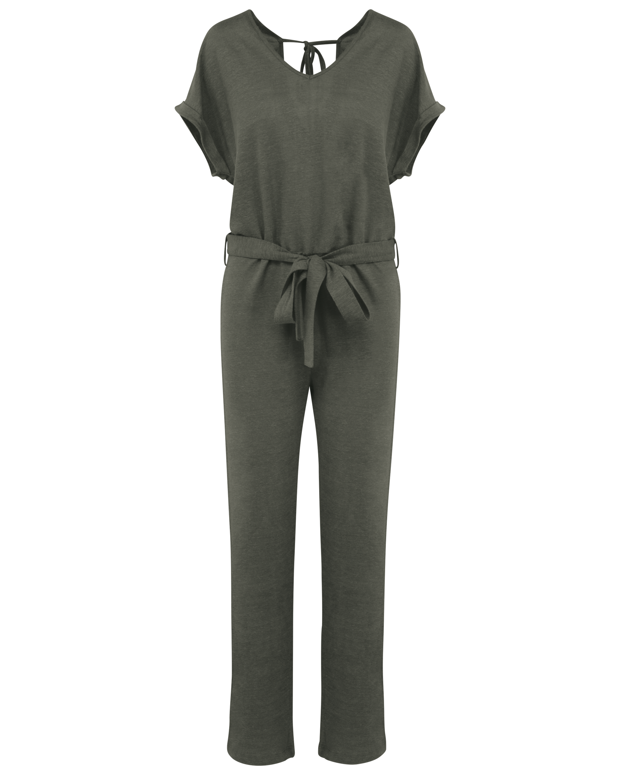 Mono de punto manga corta de lino mujer