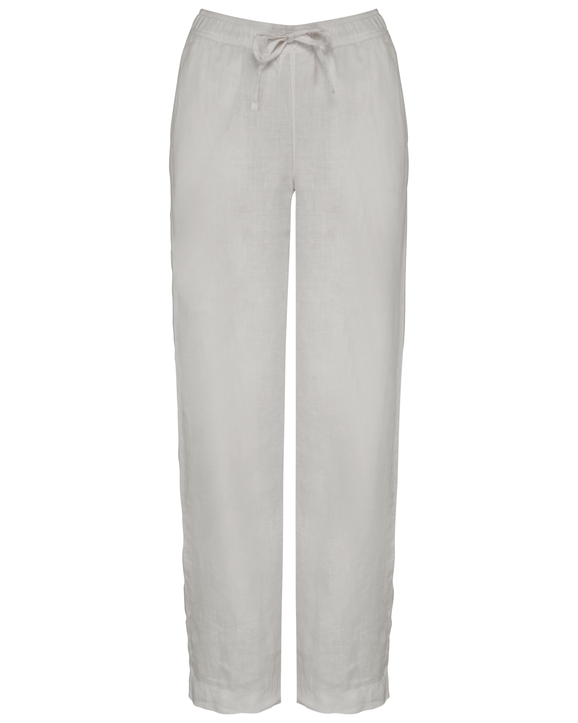 washed navy blue Pantalón efecto lavado de lino mujer