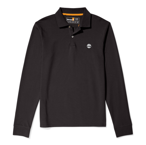 black Polo slim LS de piqué