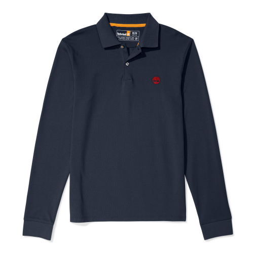 dark sapphire Polo slim LS de piqué