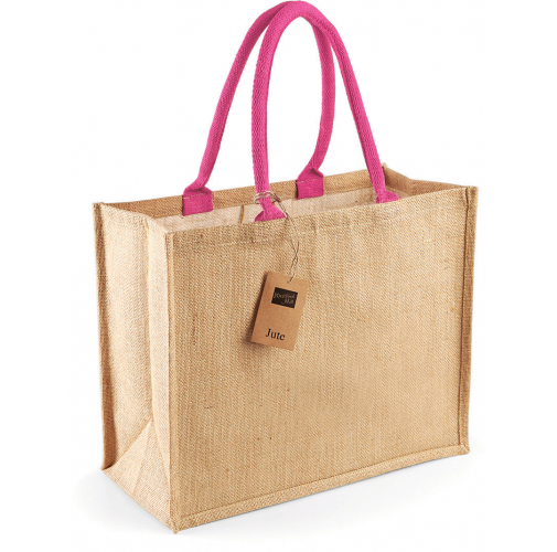 natural / fuchsia Bolsa de compra clásica de yute