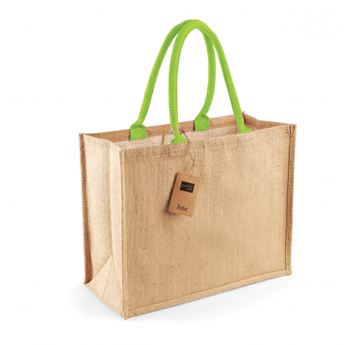 natural / lime green Bolsa de compra clásica de yute