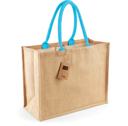 natural / surf blue Bolsa de compra clásica de yute