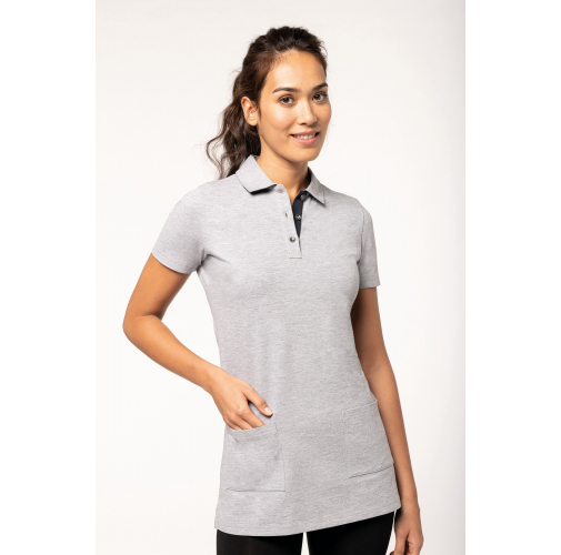 Polo largo manga corta mujer