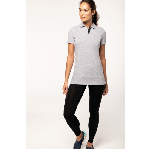 Polo largo manga corta mujer