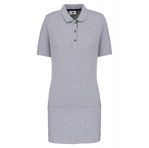 oxford grey / navy Polo largo manga corta mujer