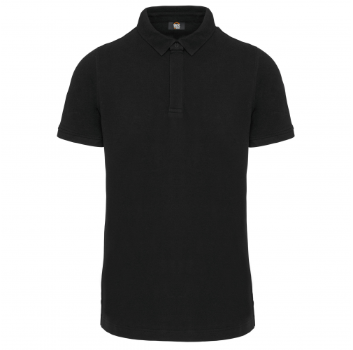 black Polo con botones a presión y manga corta