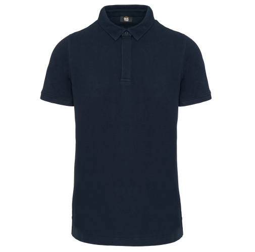 navy Polo con botones a presión y manga corta