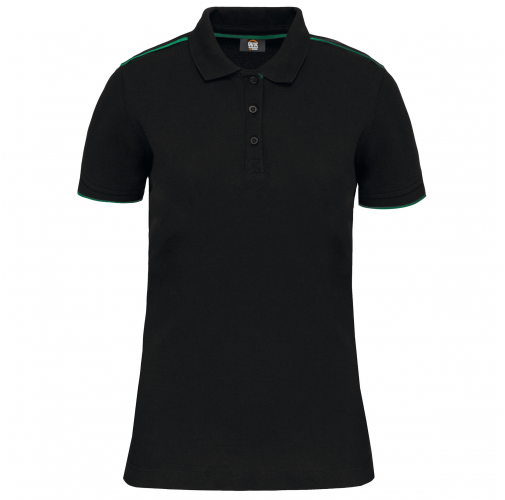 black / kelly green Polo Day To Day contrastado mujer