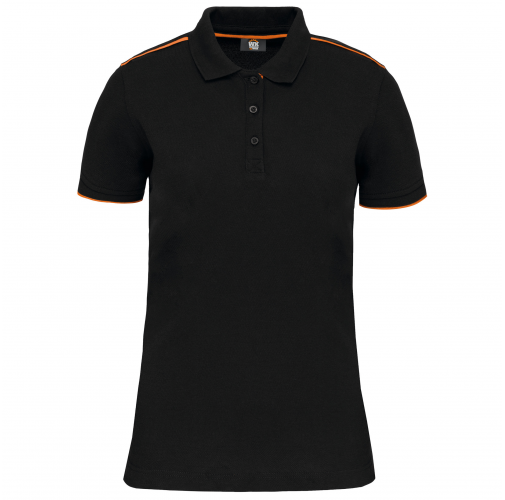 black / orange Polo Day To Day contrastado mujer