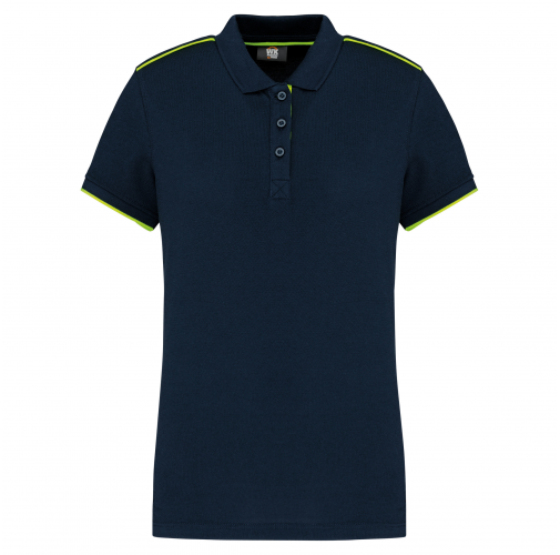 navy / fluorescent yellow Polo Day To Day contrastado mujer