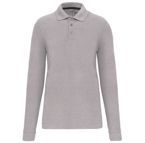 oxford grey Polo Antibacteriano manga larga hombre