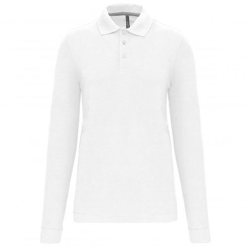 white Polo Antibacteriano manga larga hombre
