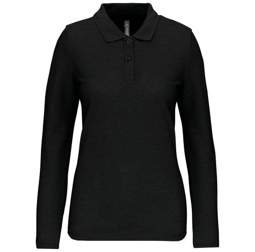 black Polo Antibacteriano manga larga mujer