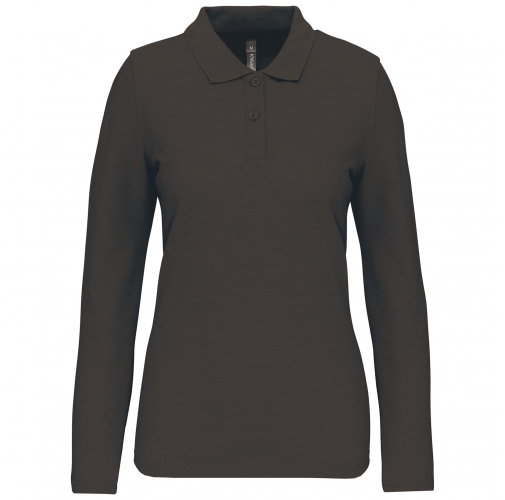 dark grey Polo Antibacteriano manga larga mujer