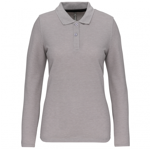 oxford grey Polo Antibacteriano manga larga mujer