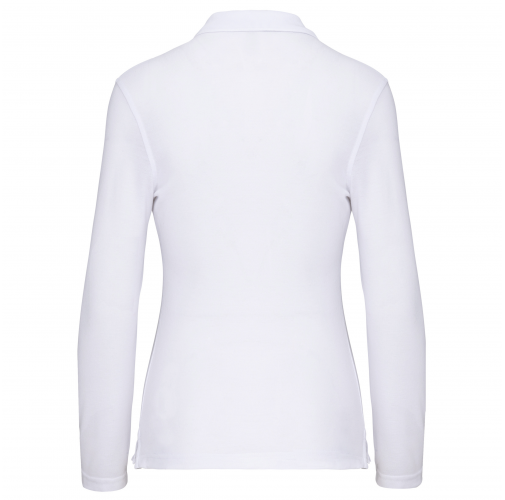 white Polo Antibacteriano manga larga mujer