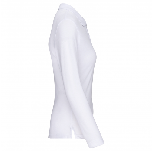 white Polo Antibacteriano manga larga mujer
