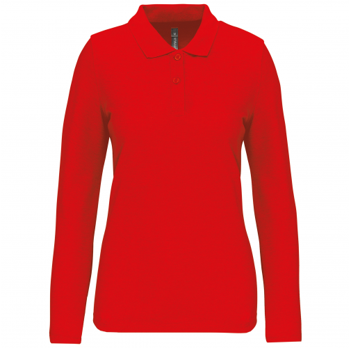 red Polo Antibacteriano manga larga mujer