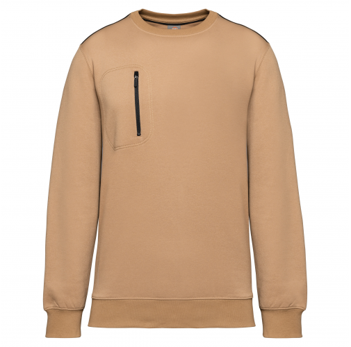 camel / black Sudadera Day To Day con bolsillo de cremallera contrastada