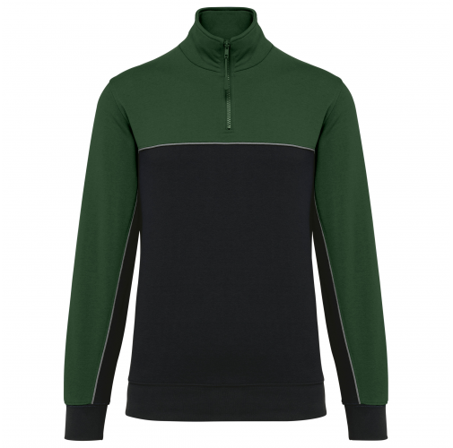 black / forest green Sudadera 1/4 cremallera ecorresponsable– Unisex