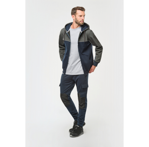 Chaqueta felpa bicolor con capucha y cremallera ecorresponsable unisex